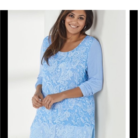 Soft Surroundings Adele Silk Tunic in Baby Blue, Size Medium - Picture 16 of 17